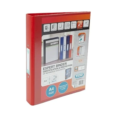 Abbildung von Emgee Ringmappe PVC mit transparenter Fronttasche 2 O Ringe 25 mm A4 10 Stück rot