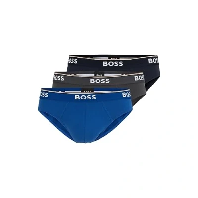 Abbildung von BOSS Herren Slip, klassisch, Normale Passform, Stretch, 3er Pack, Marineblau/Anthrazit/Blau, Large