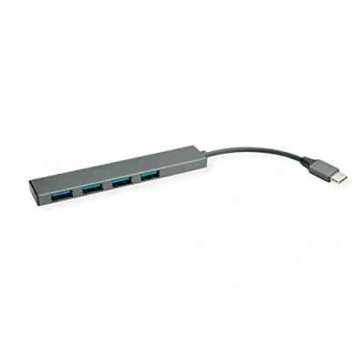Abbildung von ROLINE USB 3.2 Gen 1 Hub, 4fach, Typ C Anschlusskabel, grau