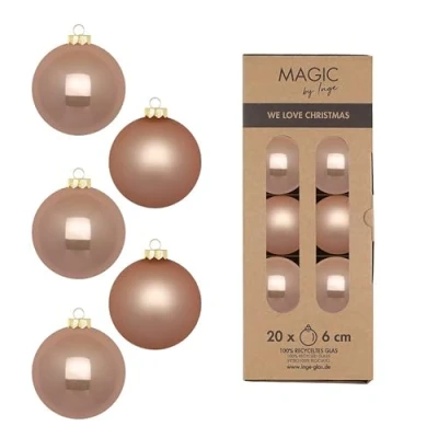 Abbildung von Weihnachtskugeln Glas 6cm 20 Stück matt &amp; glänzend Christbaumkugeln Weihnachtsbaumkugeln für Weihnachten Christbaumschmuck Weihnachtsbaumschmuck Beige Golden Sesame