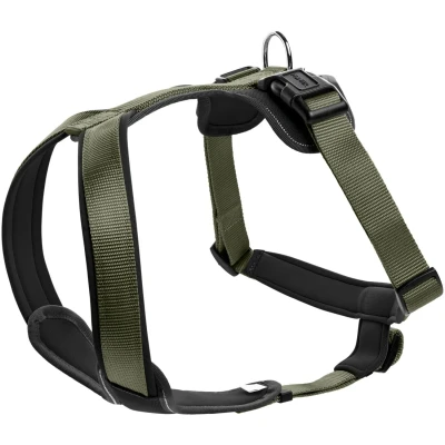 Abbildung von HUNTER Hundegeschirr NEOPREN, Farbe: oliv/schwarz, strapazierfähiges Nylon, mit weichem Neopren gepolstert, reflektierendes 3M Scotchlite Reflective Material, pflegeleicht, komfortabel, Größe: M/2