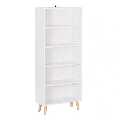 Abbildung von WOLTU Bücherregal mit 5 Fächern, Bücherschrank, Standregal Weiß, Aufbewahrungsregal für Wohnzimmer, Schlafzimmer, Küche, Aktenregal Büro, 60 x 144 24 cm, SK022ws