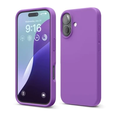 Abbildung von elago Premium Liquid Silikon Hülle Kompatibel mit iPhone 16 Hülle, Ganzkörper Handyhülle, Stoßfest, Schlanke Kratzfester weicher Mikrofaser Innenfutter, 6.1 Zoll (Neonviolett)