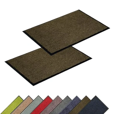 Abbildung von ASTRA Hochwertige Schmutzfangmatte Fussmatte innen bei 30 C waschbare Fußmatte Rutschfester Läufer Schuhablage Flur braun 60x90 cm 2er Set