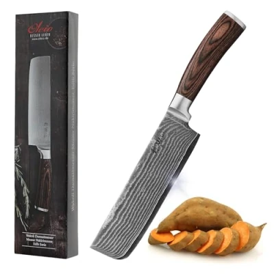 Abbildung von Asiamesser EDIB Nakiri Messer I 17,50 cm Klinge aus 67 Lagen Damaststahl Pakkah