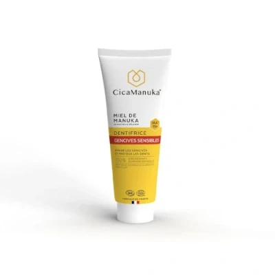 Abbildung von CicaManuka IAA15+ Zahnpasta für empfindliches Zahnfleisch mit Manuka Honig, repariert und entlastet, Bio zertifiziert, 75 ml