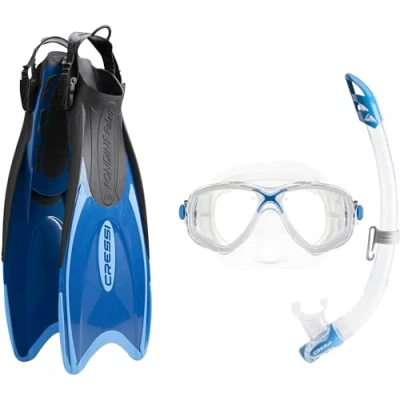 Abbildung von Cressi Schnorchel Sets Palau Marea Bag, Blau/Azurblau, XS/S, CA122635