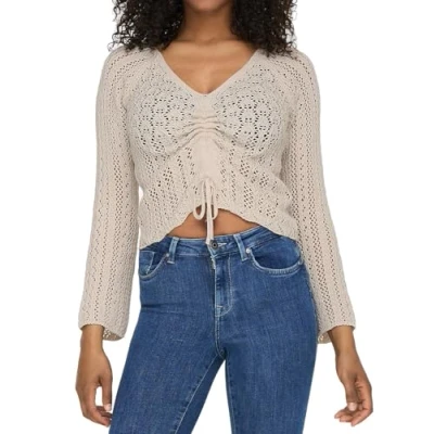 Abbildung von ONLY Onlnola LIFE Ruching Strickpullover, Damen, Größe: Medium, Pumice stone