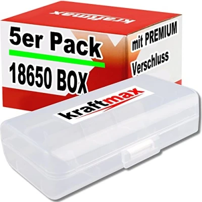 Abbildung von 5er Pack 18650 Akkubox für Akkus und CR123A Akku Batterien Premium Box Schutzbox Batteriebox Transportbox