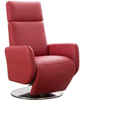 Abbildung von Cavadore TV Sessel Cobra / Fernsehsessel mit Liegefunktion, Relaxfunktion Stufenlos verstellbar Ergonomie L Belastbar bis 130 kg 71 x 112 82 Echtleder Rot