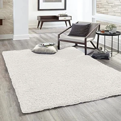 Abbildung von VIMODA Hochflor Teppich Prime Shaggy Langflor Wohnzimmer Schlafzimmer Modern Farben, Farbe:Creme, Maße:120x170 cm