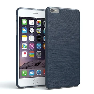 Abbildung von EAZY CASE Hülle kompatibel mit iPhone 6 / 6S Schutzhülle Silikon, gebürstet Slimcover in Edelstahl Optik, Handyhülle, TPU Hülle/Soft Case, Backcover, Silikonhülle Brushed, Dunkelblau