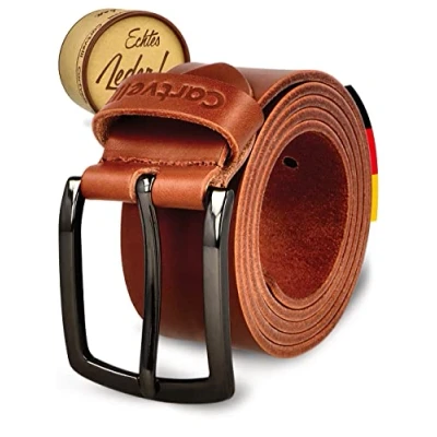 Abbildung von Cartvelli Ledergürtel Herren Braun Cognac 120cm Made In Germany Mit Geschenkbox Echt Leder Herrengürtel Vollleder Premium Jeansgürtel Männer Gürtel 40mm Anzug Jeans Chino Pants M18b 120