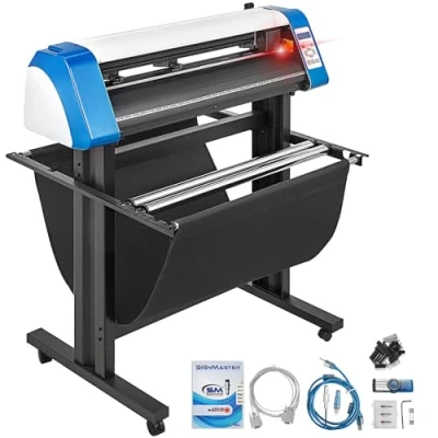 Abbildung von VEVOR Vinyl Schneidemaschine Plottermaschin, 87 cm Schneider, halbautomatische DIY Drucker Schneidemaschine, Manuelles Positionierungs Schild Schneiden mit Bodenständer Signmaster Software