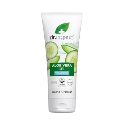 Abbildung von Dr Organic Aloe Vera Gel mit Gurke, Beruhigend, Für alle Hauttypen, Natürlich, Vegan, Tierversuchsfrei, Paraben &amp; SLS frei, Recycelt Recyclebar, Bio, 200ml.