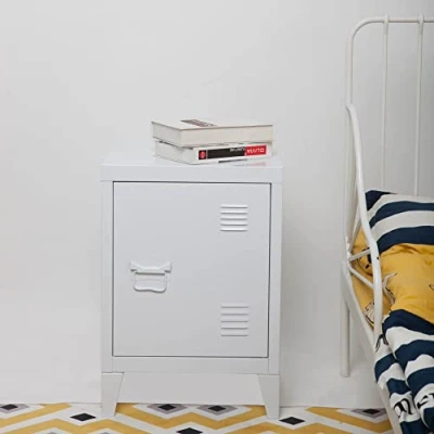 Abbildung von en.casa Nachtschrank (1 St) »Inari« Metallschrank Aktenschrank mit einer Tür Weiß