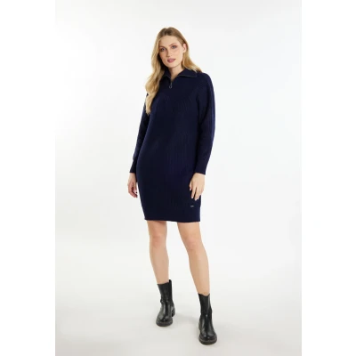 Abbildung von DREIMASTER Vintage Strickkleid für Damen XXL / Marine 66% recyceltes Polyester 20% Nylon 11% Polyacryl 3% Wolle