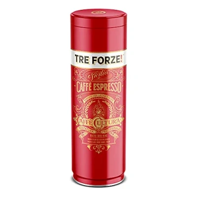 Abbildung von TRE FORZE! Espresso Caffè 500g In hochwertiger Dose Bohnen Traditionelle Röstung über Olivenholzfeuer Handarbeit Premium Kaffeebohnen für Vollautomat und Siebträger