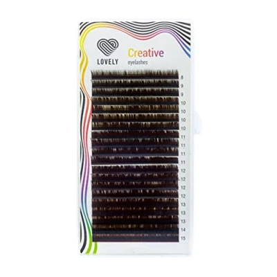 Abbildung von LOVELY Creative Einzelwimpern Braun für professionelle Wimpernverlängerung Wimpern Extensions mit C, D &amp; L Biegung Einzelne 20 Reihen, Biegung: Curl, Stärke: 0.10mm
