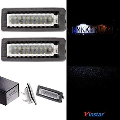 Abbildung von VINSTAR LED Kennzeichenbeleuchtung E geprüft CAN Bus 18 LEDs je Modul 6000 Kelvin kompatibel mit SMART Fortwo 451