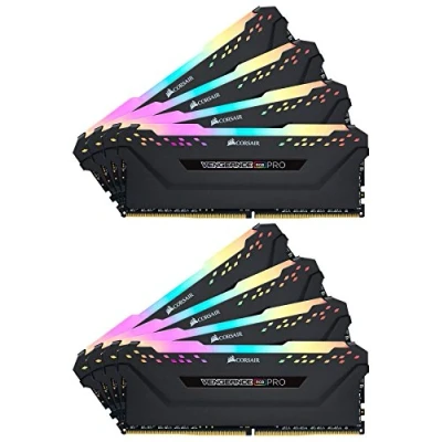 Abbildung von Corsair VENGEANCE RGB PRO 256 GB (8 x 32 GB) DDR4 3200 (PC4 25600) C16 Desktop Speicher, Schwarz