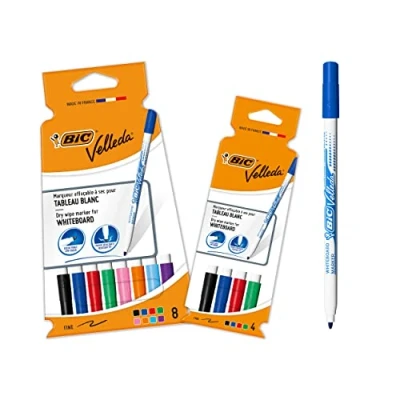 Abbildung von BIC Velleda Bundle Marker, perfekt für Büro oder Klassenzimmer, mit guter Radierbarkeit, 12 Stück [Amazon Exclusive], schwarz