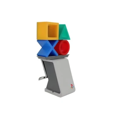 Abbildung von Cableguys Gaming Figur Ikon Light PlayStation Logo Heritage Zubehör Halterung für Controller oder Smartphone Inklusive USB Kabel