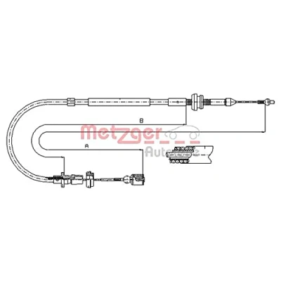 Abbildung von METZGER 10.0861 Bowdenzug COFLE VOLKSWAGEN: GOLF 4 Cabrio, 3, 3 Variant