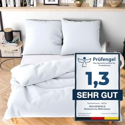 Abbildung von Bettwäsche Allergiker unifarben, unfassbar weich, Wolkenfeld, Mikrofaser, 3 teilig, 135x200 cm, 155x220 &amp; Übergrößen I inkl. Kissenbezüge 80x80 Uni