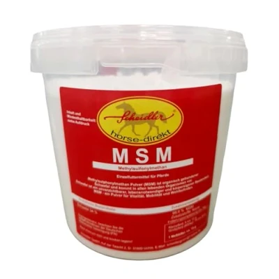 Abbildung von Scheidler horse direkt MSM 1500 g Eimer (Methylsulfonylmethan) organischer Schwefel, hochrein, 34% Schwefel für Pferde, Ponys inkl. Messlöffel