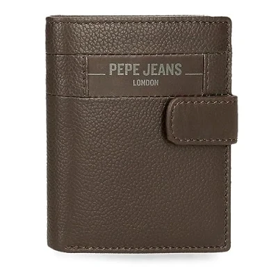 Abbildung von Pepe Jeans Checkbox Vertikale Geldbörse mit Klickverschluss, braun, 8,5 x 10,5 1 cm Leder, Talla única, Klickverschluss