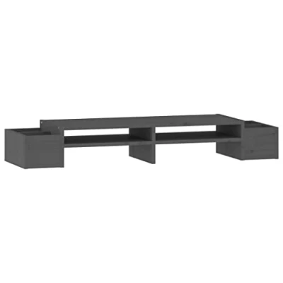 Abbildung von vidaXL Monitorständer Schreibtischaufsatz Monitorerhöhung Bildschirm Aufsatz Bildschirmerhöhung Bildschirmständer Grau 100x27,5x15cm Massivholz Kiefer