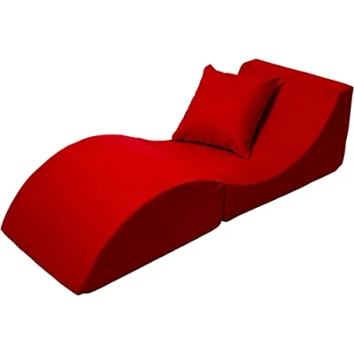 Abbildung von Velinda Klappsofa bequem, entspannend, 3 in 1, Hocker, Tisch rot