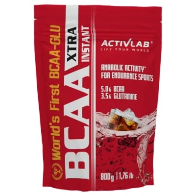Abbildung von Activlab BCAA Xtra INSTANT 800g, Aminosäuren 2:1:1, 5000mg, 3,5g Glutamin, vor und nach dem Training, Muskelregeneration, 50 Portionen, Cola