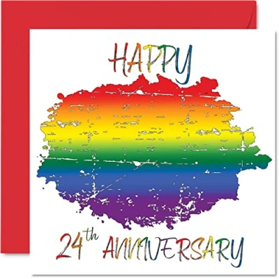 Abbildung von Stuff4 LGBT Gay 24th Anniversary Card for Husband Wife Happy Aniversary Wedding Partner, 145 mm x Pride Grußkarten Twenty Fourth Anniversaries