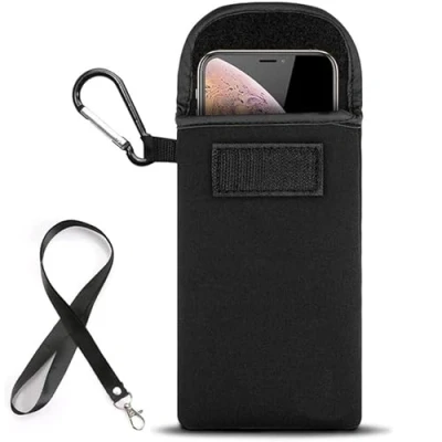 Abbildung von Jlyifan Neopren Handy Sleeve Case Neck Lanyard Pouch für iPhone 15 14 Plus 13 12 11 Pro Max Samsung Galaxy S24 Ultra A14 A15 A54 A23 A53 A04s M14 M34 Google Pixel 8 (Schwarz2)