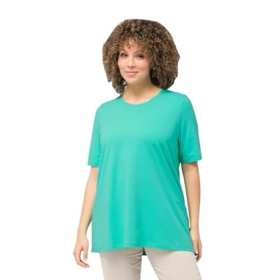 Abbildung von Ulla Popken Rundhalsausschnitt Halbarm Tshirt basic, Damen, Größe: 42/44, Turquoise green