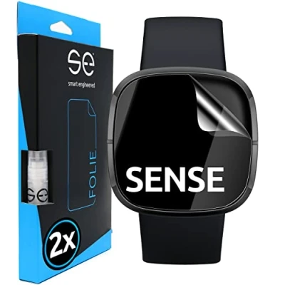 Abbildung von smart engineered S.E für Fitbit Sense Schutzfolie 4x Folien im SET aus Deutschland, Folie TPU Technologie, kinderleichte Anwendung, blasenfrei, als Alternative Schutzglas