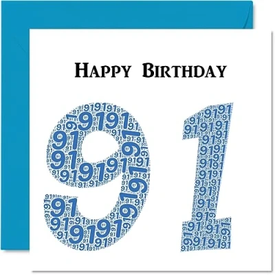 Abbildung von lustige Geburtstagskarte zum 91. Geburtstag für Männer Shapecloud Happy Birthday Karte Großvater, Oma, Vater, Mutter, 145 mm x Grußkarten,