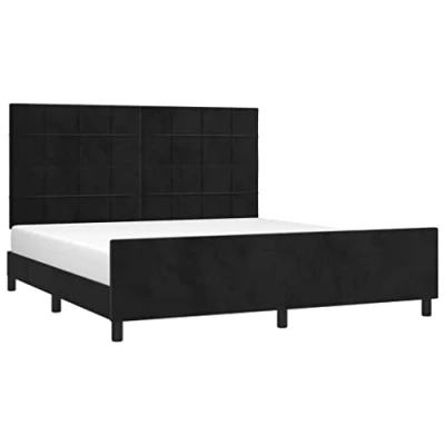 Abbildung von vidaXL Bettgestell mit Kopfteil Polsterbett Bett Doppelbett Bettrahmen Lattenrost Samtbett Schlafzimmerbett Schlafzimmermöbel Schwarz 180x200cm Samt