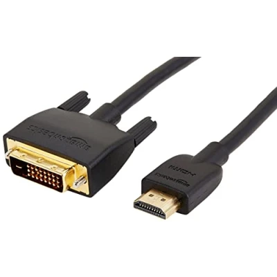 Abbildung von Amazon Basics HDMI A auf DVI Adapterkabel, bidirektional, 1080P, vergoldet, 0.9 m, 10 Stück, Schwarz