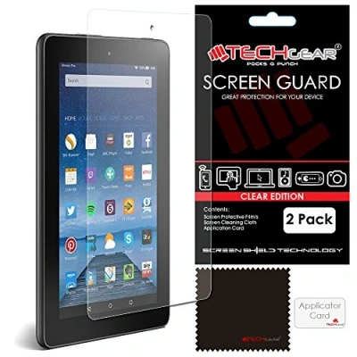Abbildung von TECHGEAR [2 Stück Displayschutz für Fire HD 8 Tablet mit Alexa Nur 2015 2018, Zoll Display Ultra Klare Schutzfolie Amazon 2018/8. Gen, 2017/7. 2016/6. Gen und 2015/5. Gen.