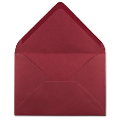 Abbildung von 75 DIN C6 Briefumschläge Dunkelrot 11,4 x 16,2 cm 120 g/m² Nassklebung Brief Hüllen ohne Fenster für Einladungen von Ihrem Glüxx Agent