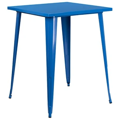 Abbildung von Flash Furniture Barhöhe, 80 cm, quadratisch, Metall, für drinnen und draußen, Blau