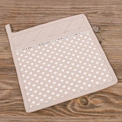 Abbildung von matches21 HOME &amp; HOBBY Topflappen Landhaus Premium Herz Borte 20x20 cm, (1 tlg)