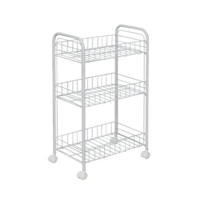 Abbildung von Iris Ohyama, Wagen, Servierwagen, Tablett, Aufbewahrungsservice, 3 Nischenebenen, Auf Rollen, Große Kapazität, Restaurant, Küche, Hotel Mesh Cart DMC Weiß