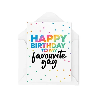 Abbildung von Tongue in Peach Lustige LGBTQ Karten Happy Birthday To My Favorite Gay Karte Best Friend Lesbian Celebrate Cheeky Joke Banter Novelty CBH1057