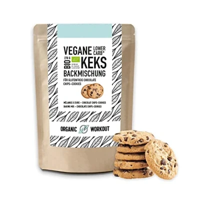 Abbildung von Lower Carb Schokolade Kekse Backmischung, bio, glutenfrei, ketogen, vegan, keto, Schokodrops zuckerfrei, gesüsst mit Erythrit, Mandelmehl, Haferkekse ohne Zucker, Eiweiß Quelle … (Schokolade, 1er)
