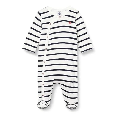 Abbildung von Petit Bateau BABY DORS BIEN Unisex Strampler für Kinder, Größe: 62, Marshmallow/smoking