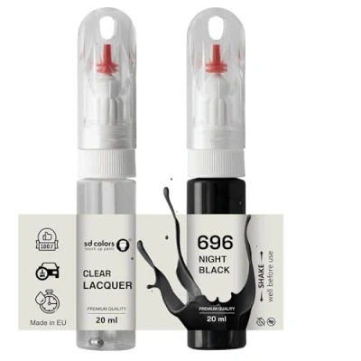 Abbildung von SD COLORS Night Black 696/9696 Ausbesserungslack, 20 ML, praktischer Pinsel zur Reparatur von Kratzern (Farbe + Lack)